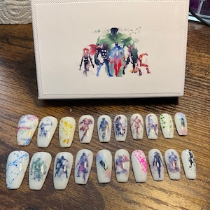 Full set of 20x nails gel…..  inspired MARVEL/avengers any shape and length(new)