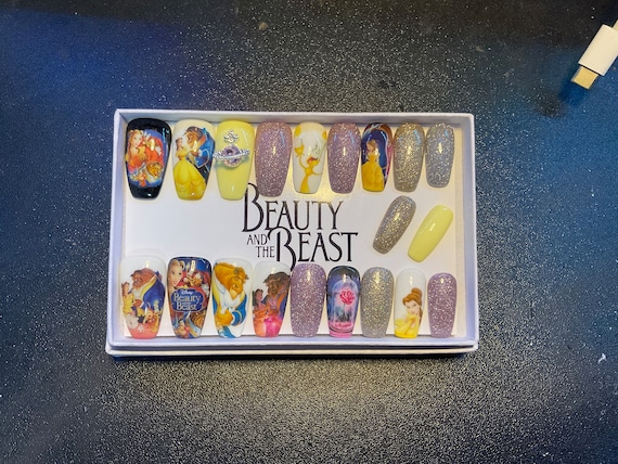 Full Set of 20x Nails Gel….. Inspired Disney Beauty and the Beast