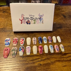 Full set of acrylic nails….. Disney inspired (LILO AND STITCH)…. any shape and length