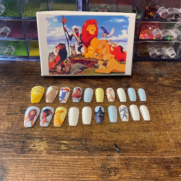 Full set of 20x nails gel….. DISNEY… Lion king.. (inspired) any shape and length