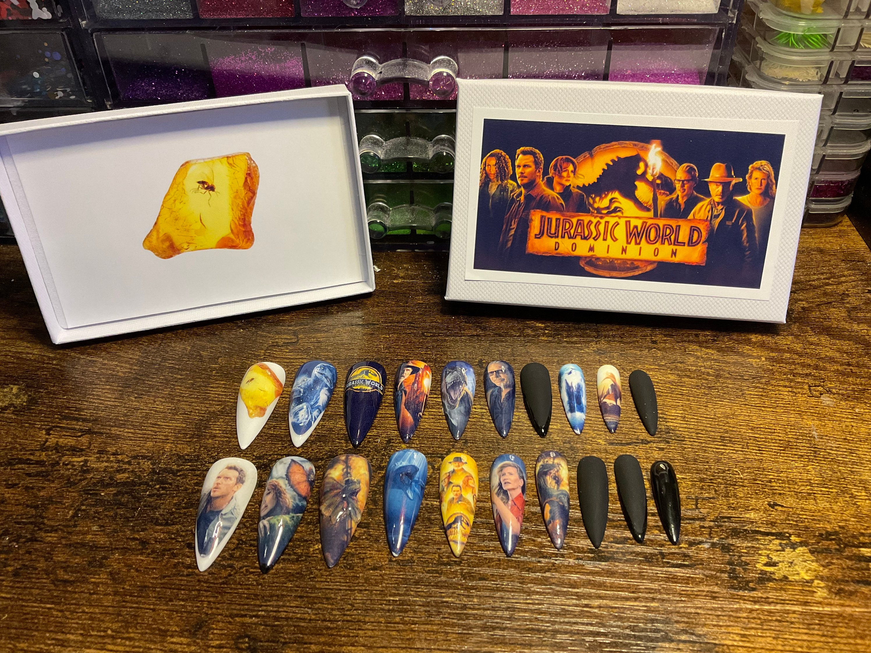 Full Set of Acrylic Nails.. inspired JURASSIC World/park Etsy