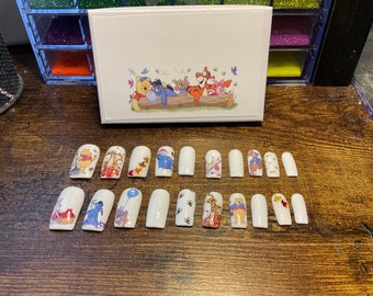 Full set of acrylic nails….. DISNEY… (inspired) Winnie the Pooh and friends, any shape and length