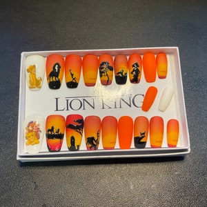 Full set of acrylic nails….. (Inspired) Disney,the lion king sunset…any shape and length