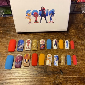 Full set of 20x nails gel….. Sonic the hedgehog 2 movie …. any shape and length