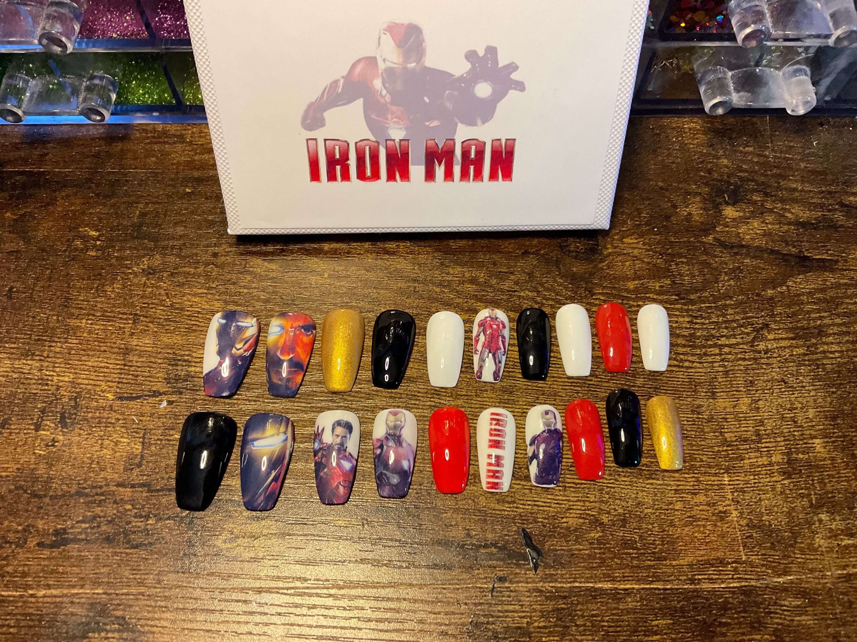 iron man acrylic nails｜TikTok Search