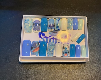Full set of 20x nails gel….. DISNEY… STITCH.. (inspired) any shape and length