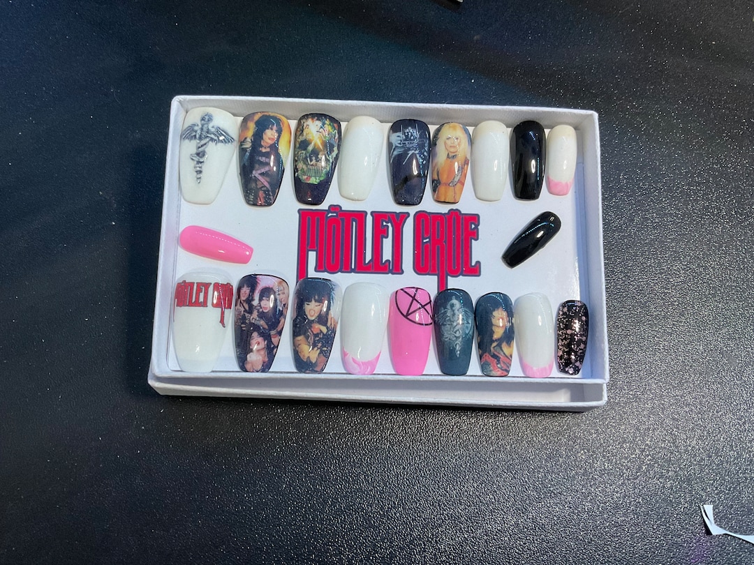 Full Set of Acrylic Nails.. INSPIRED Motley Crue..any Etsy