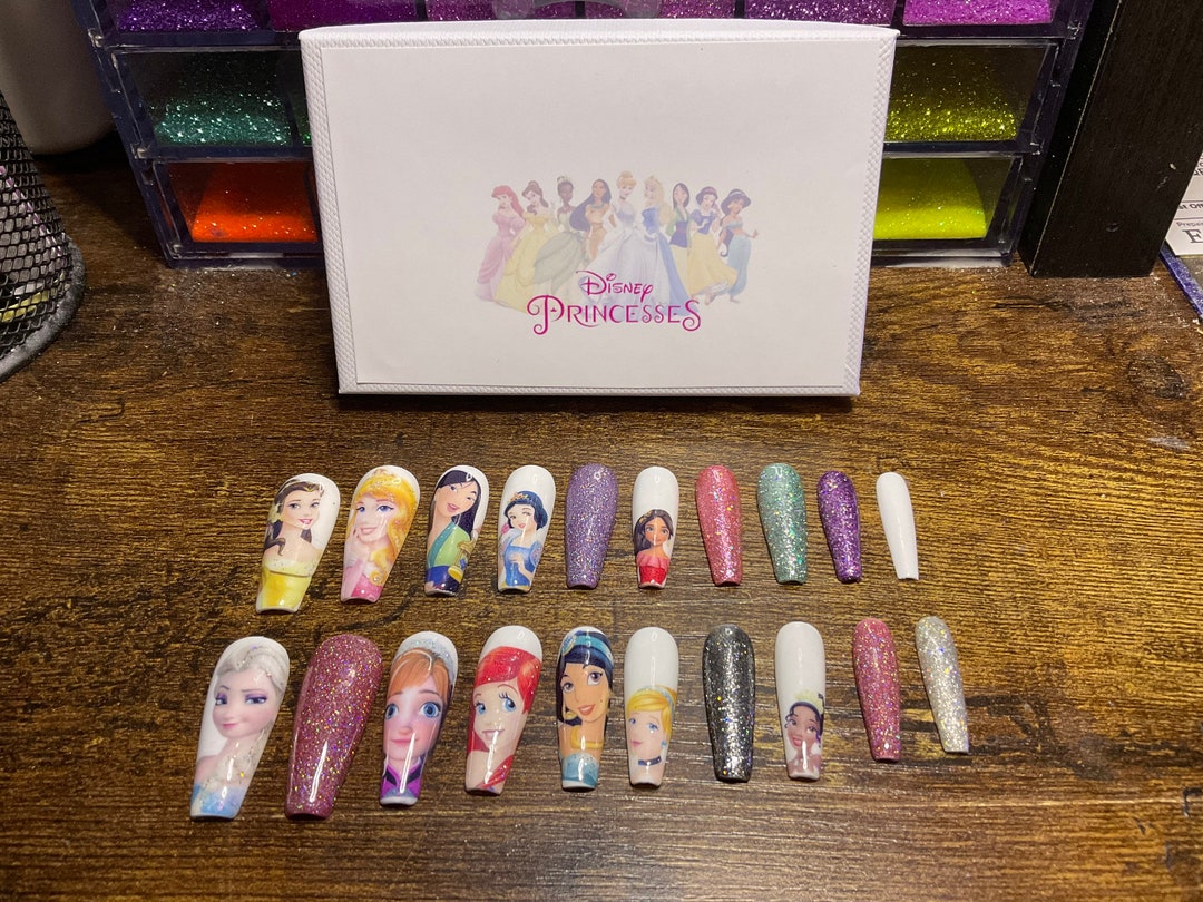 Full Set of Acrylic Nails.. Disney inspired Princesses..any Shape and Length - Etsy