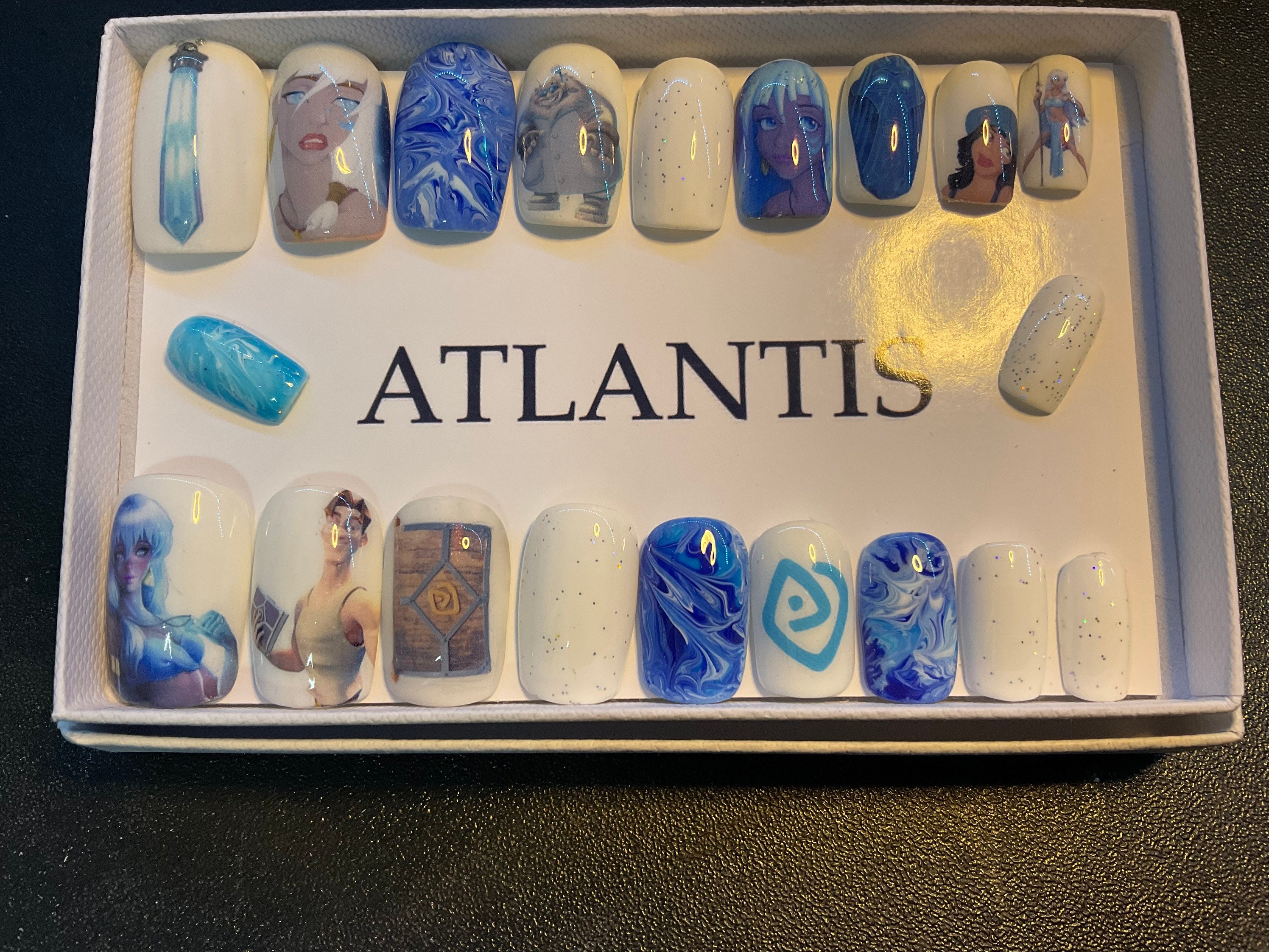Full Set of 20x Nails Gel. inspired ATLANTIS Any Shape and Length Etsy Canada