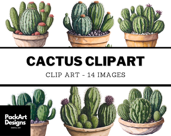 Cactus Clipart Watercolor Cacti Clip Art Summer Clipart Hand Painted ...