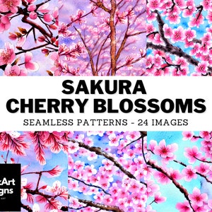 Sakura Kirschblüten Digitales Papier, rosa Aquarell Blumen Frühlingsblumen Digital Papier, japanische Sakura Blume Hintergrundpapier