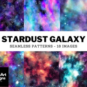 Celestial Galaxy aquarel Outerspace Stardust, naadloos patroon van nachtelijke hemelsterren, abstract gekleurde Galaxy achtergrond digitaal papier