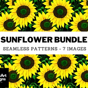Paquet de papier numérique tournesol aquarelle, motif floral aquarelle de fleurs, arrière-plans numériques png tournesol sans couture avec usage commercial,