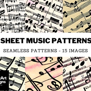 Sheet Music Paper Pack - 15 Patterns for Musicians, Creatives, & Music Lovers, Seamless Musical Notes for Scrapbooking Backgrounds and Print