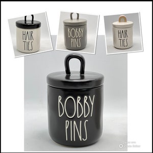 Hair Ties & Bobby Pins Ceramic Jars, Rae Dunn Ceramic Jars, Bathroom Jars,  Bathroom Organization, 