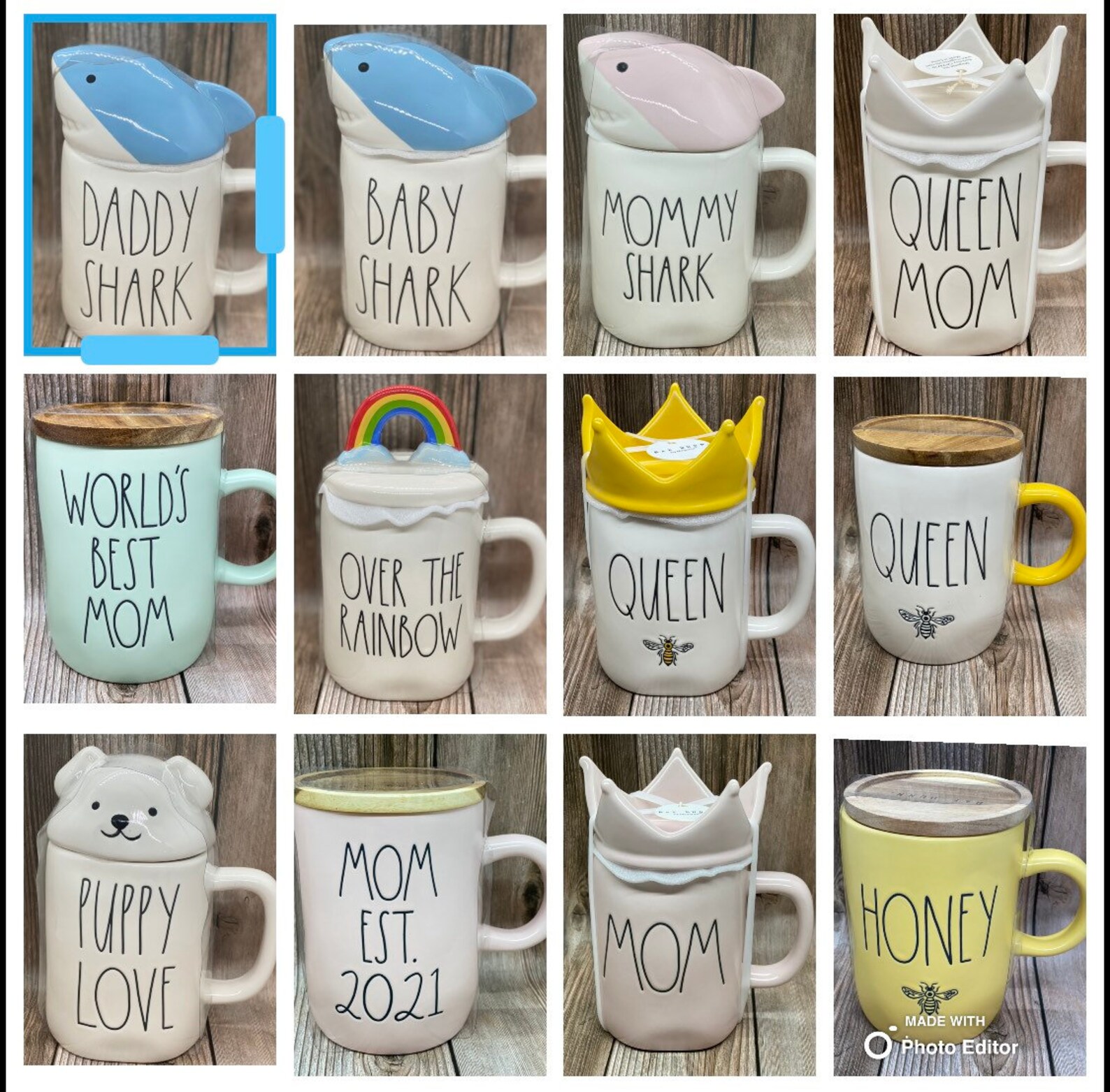 Rae Dunn Specialty Mugs with Toppers Etsy