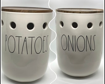 Rae Dunn Ceramic LARGE Cellar Canisters- Onions, Potatoes