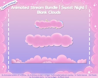 Animated Sweet Night Ingame & Just Chatting Overlay - Twitch -  -  Facebook Gaming - Stream - Cloud - Pastel - Cute - Moon - Star