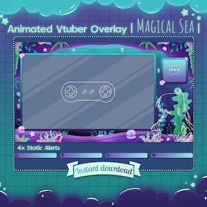 Animated &quot;Magical Sea&quot; Ingame Overlay for Vtuber - Twitch - Stream - Youtube - Underwater - Submarine - Ocean - Sea - Blue - Landscape