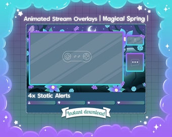 Animated "Magical Spring" Overlay Stream Package - Spring Forest Assets for Twitch, Kick & Youtube
