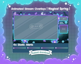 Animated Overlay "Magical Spring" Ingame & Just Chatting - Twitch - Youtube - Stream - Lofi - Fantasy - Landscape - Pastel Goth - Kawaii