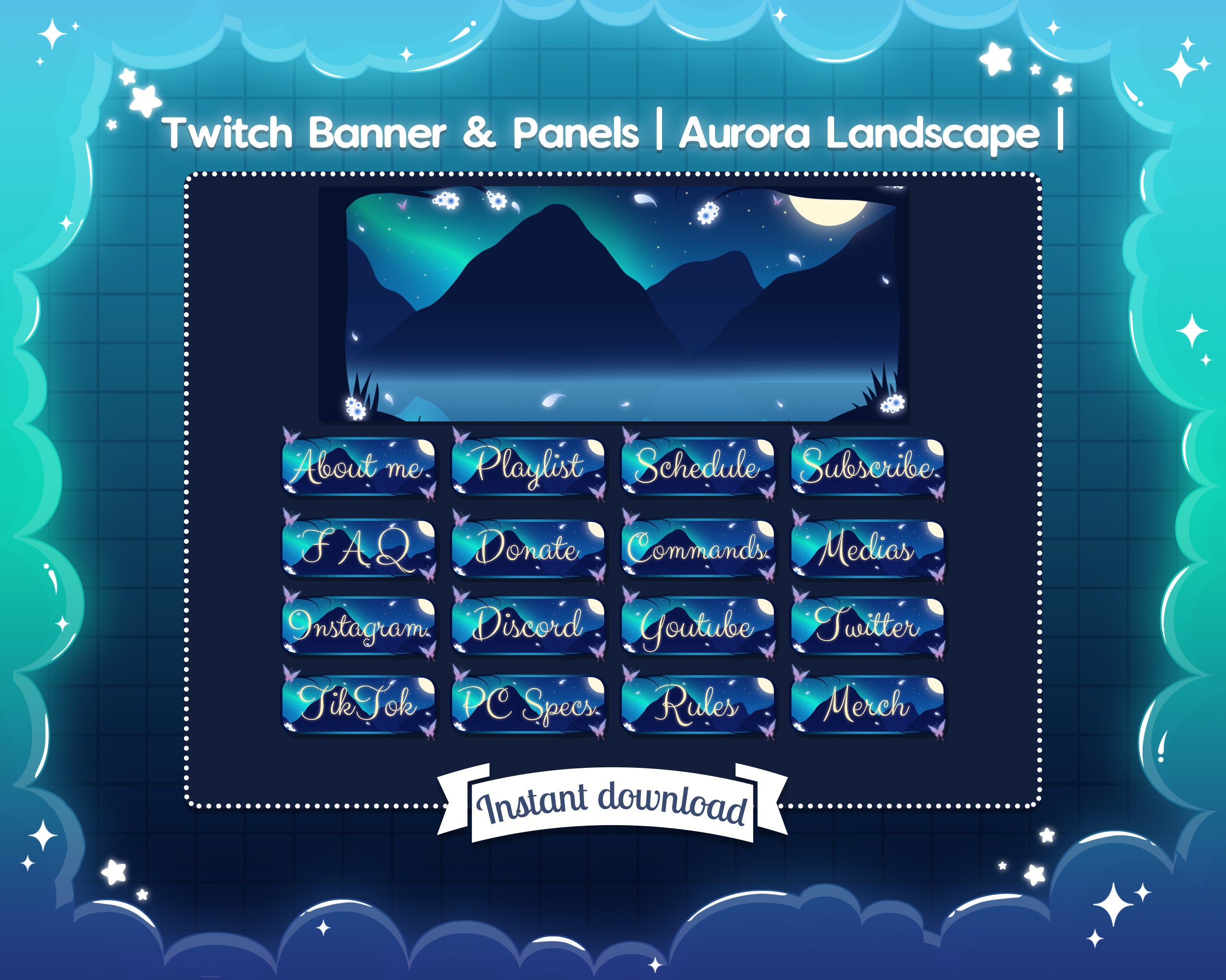 Twitch aurora Landscape Banner and Panels Twitch - Etsy UK