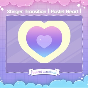 Stinger Transition „Pastel Heart“ – Twitch – Stream-Design – Liebe – Stern – Lila Blau – Himmel – süßes Overlay – Kawaii – OBS – Streamlabs