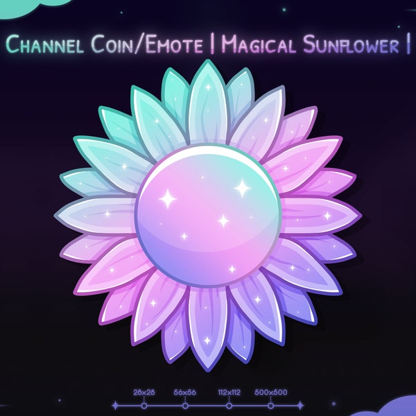 Channel Point "Magical Sunflower" Coin - Stream - Twitch - Discord - Youtube - Kawaii Emote - Cute Pastel Flower - Spring & Summer Asset