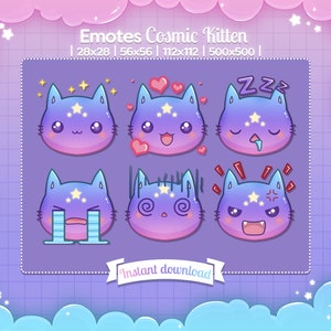 Emotes "Cosmic Kitten" - Twitch - Discord - Youtube - Stream - TikTok - Cat - Cute and Kawaii - Pastel - Star - Space - Celestial - Kitty