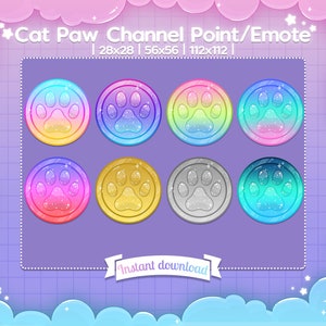 Coin / Emote "Cat Paw" - Channel Point - Twitch - Discord - Stream - Toe Bean - Kitty - Kitten - Print - Sparkle - Cute - Baby - Pastel