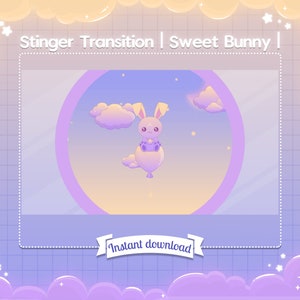 Stinger Transition "Sweet Bunny" - Stream - Twitch - Screen - Space - Cute - Kawaii - Sky - Overlay - Pastel - Moon - Cloud - Star - Rabbit