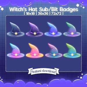Sub/Bit Badges &quot;Witch&#39;s Hat&quot; Halloween - Twitch - Witch - Spooky - Wizard - Enchanted - Sorcery - Star - Cheer - Apparel - Clothes - Stream