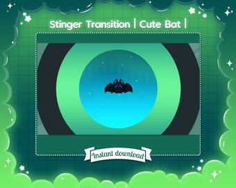 Stinger Transition "Cute Bat" - Halloween - Twitch - Overlay - Spooky - Space - Kawaii - Moon - Star - Sky - Horror - Aurora - Stream - Live