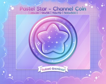 Channel Point "Pastel Star" Coin - Emote - Stream - Twitch - Discord - Youtube - Reward - Celestial - Colorful - Sky - Space - Community