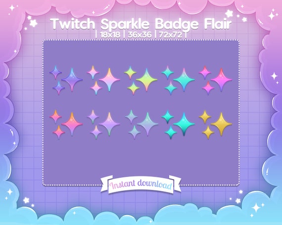 Sparkle Sub Badge Flairs - Twitch - Stream - Pastel - Cute - Shiny - Kawaii - Streamer Graphics - Donation - Gamer - Rank