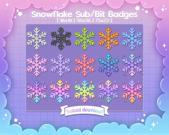 Sub/Bit Badges "Snowflake" - Twitch - Streamer - Discord - Winter - Christmas - Frozen - Snow - Ice - Kawaii - Pastel - Asset - Design
