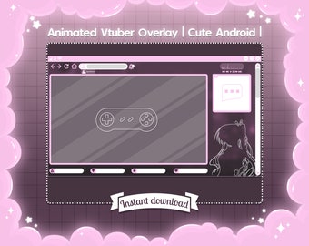 Animerat överlägg "Söt Android" för Vtuber - Twitch - Youtube - Överlägg - Streama - Minimalistisk - Modern - Enkel - Futuristisk - Söt - Telefon