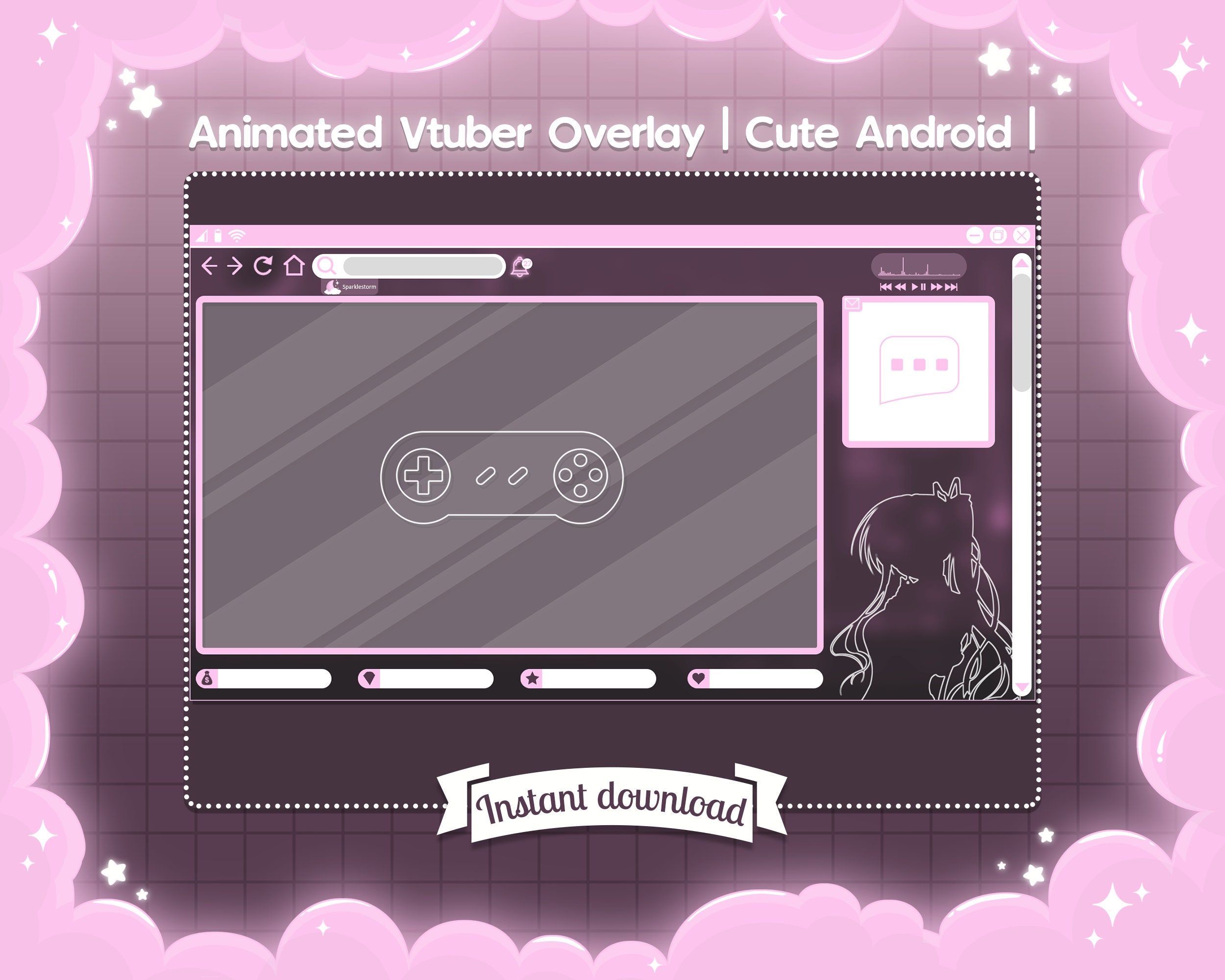 Animated Sweet Night Ingame & Just Chatting Overlay - Twitch -  -  Facebook Gaming - Stream - Cloud - Pastel - Cute - Moon - Star