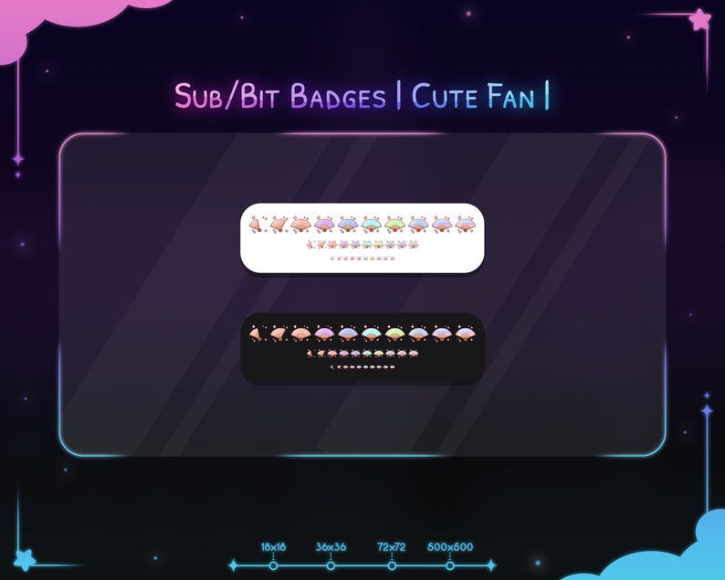 Cute Fan Sub Badges Pack - Twitch - Discord - Stream - Stars - Pastel ...