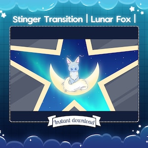 Stinger Transition &quot;Lunar Fox&quot; - Stream Transition - Star - Sky - Fox - Moon - Aurora - Night - Cute - Kawaii - Twitch - Overlay - Screen
