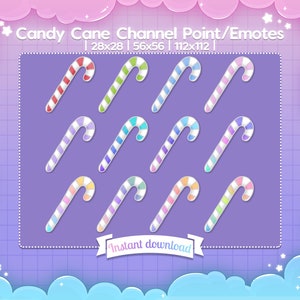 Coin / Emote &quot;Candy Cane&quot; - Twitch - Discord - Stream Asset - Chrismas - Holliday - Food - Pastel - Cute - Kawaii - Winter - Design