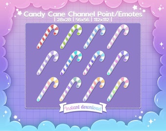 Coin / Emote "Candy Cane" - Twitch - Discord - Stream Asset - Chrismas - Holliday - Food - Pastel - Cute - Kawaii - Winter - Design