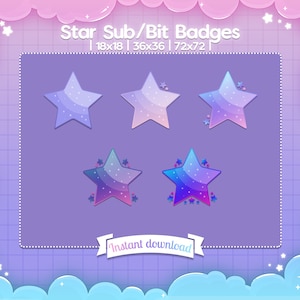 Star Sub Badges - Twitch - Discord - Stream - Cloud - Pastel - Cute - Kawaii - Sky - Celestial