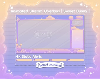Geanimeerd streampakket 'Sweet Bunny': cloud Twitch, YouTube en kick-lay-out