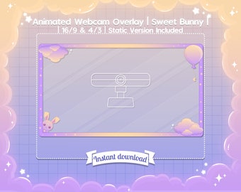 Animated Webcam Overlay "Sweet Bunny" - Twitch - Youtube - Screen - Stream - Pastel - Kawaii - Space - Bunny - Rabbit - Space - Cloud - Cute