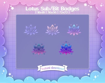 Lotus Sub Badges - Twitch - Discord - Stream - Pastel - Cute - Flower - Sky - Celestial - Zen