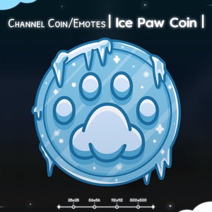 Streama myntet "Ice Paw" Kanalpoäng - Emote - Twitch - Youtube - Tittarbelöning - Katt - Kattunge - Neko - Vinter - Frost - Kyla - Kawaii - Söt