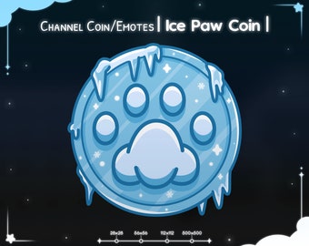 Stream Coin "Ice Paw" Channel Point - Emote - Twitch - Youtube - Viewer Reward - Cat - Kitten - Neko - Winter - Frost - Cold - Kawaii - Cute