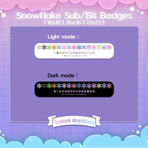 Sub/Bit Badges "Snowflake" - Twitch - Streamer - Discord - Winter - Christmas - Frozen - Snow - Ice - Kawaii - Pastel - Asset - Design image 2
