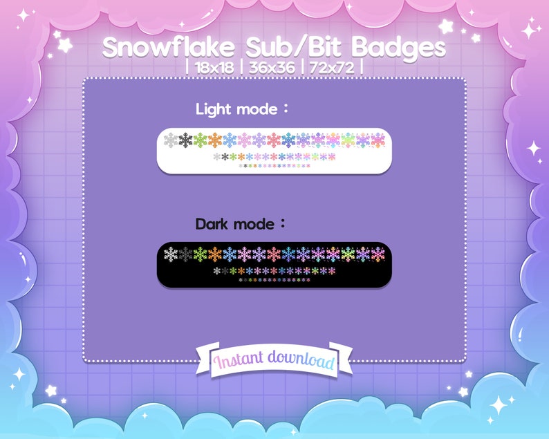 Sub/Bit Badges "Snowflake" - Twitch - Streamer - Discord - Winter - Christmas - Frozen - Snow - Ice - Kawaii - Pastel - Asset - Design image 2
